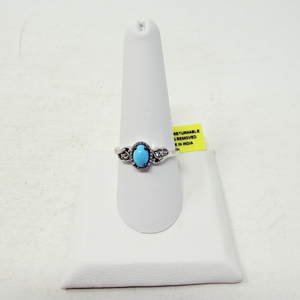 Shop LC Arizona Sleeping Beauty Turquoise/Cambodian Zircon Ring & Necklace‎ 5144 - Picture 5 of 9